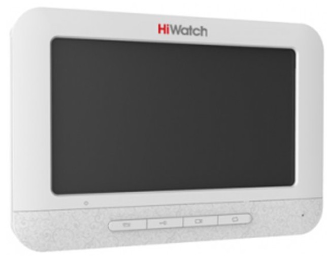 Видеодомофон HiWatch DS-D100MF 7" TFT 800х480, 4-х проводная схема, подключение 2-х вызывных панелей и 1 дополнительной камеры, интерком, память до 20