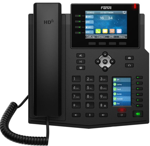 Изображение товара VoIP телефон Fanvil X5U двухэкранный с поддержкой EHS гарнитуры и двумя гигабитными портами