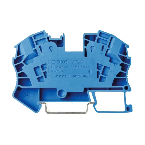 

Клемма проходная DKC VPR-16-BU зажим push-in, 2 точки подключения, 16 кв.мм, синяя, "Nuputuk", VPR-16-BU