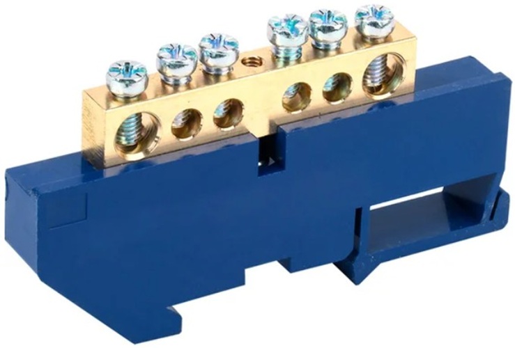 

Шина Rexant 11-2346 «N» нулевая с синим изолятором на DIN-рейку 8x12 мм стойка бол. 6 групп, 11-2346