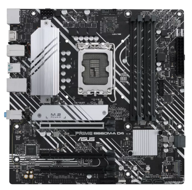 

Материнская плата mATX ASUS PRIME B660M-A D4-CSM (LGA1700, B660, 4*DDR4 (5333), 4*SATA 6G RAID, 2*M.2, 3*PCIE, Glan, 2*HDMI, DP, 2*USB 3.2, 4*USB 2.0), PRIME B660M-A D4-CSM