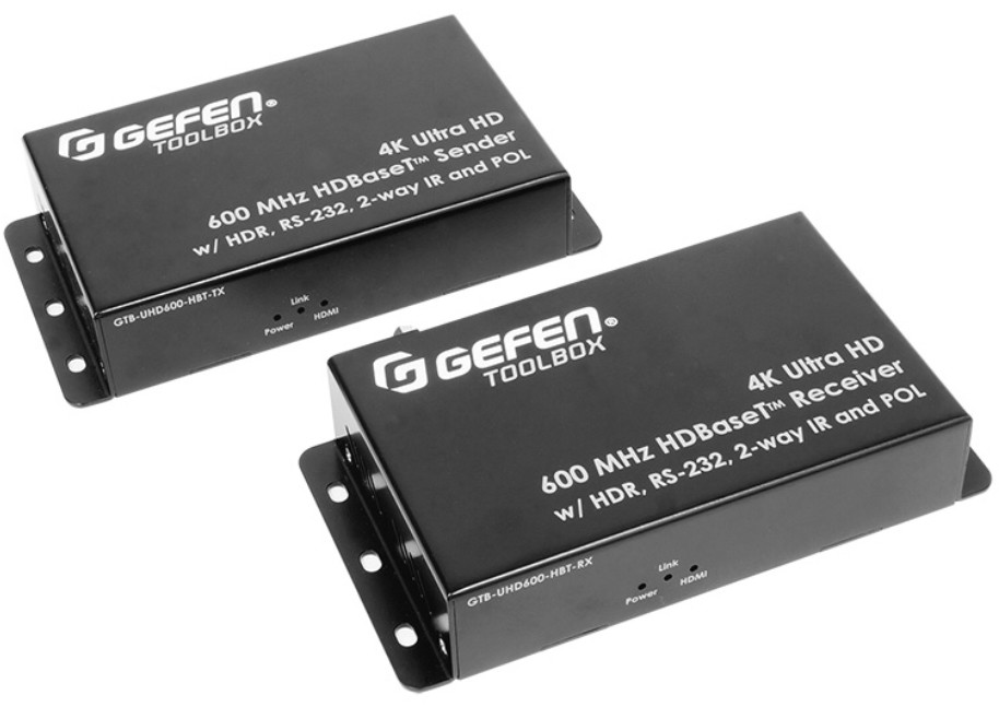 

Комплект Gefen GTB-UHD600-HBT устройств для передачи HDMI 2.0 с HDCP 1.4, 2.2, EDID, CEC, RS-232 и двунаправленного ИК по витой паре, GTB-UHD600-HBT