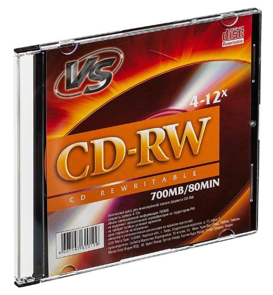 Диск CD-RW VS VSCDRWSL501 80 4-12x SL/5 (620212)