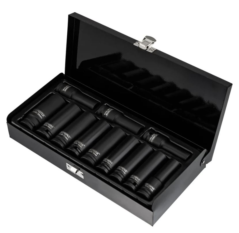 

Набор KRANZ KR-12-8421 шестигранных ударных торцевых головок, 1/2", 78мм, 12 предметов (10-24мм) металлический кейс, KR-12-8421