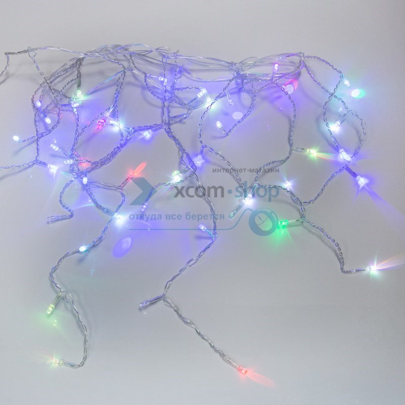 

Гирлянда NEON-NIGHT 255-019 айсикл (бахрома) светодиодный, 1,8 х 0,5 м, прозрачный провод, 230 В, диоды МУЛЬТИКОЛОР, 255-019