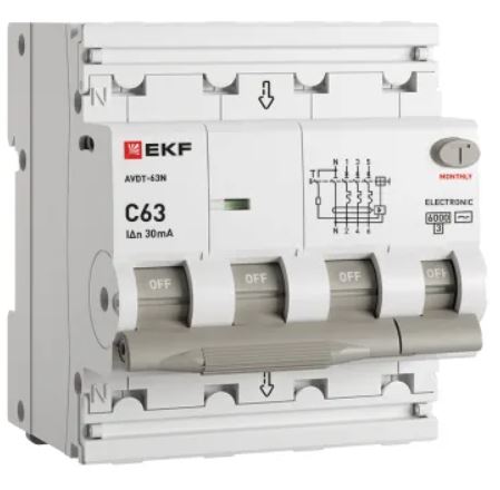 

Автомат дифференциальный EKF D63N46E63C30 АВДТ-63N 3P+N 63А характеристика C 30мА тип AC электронный 6кА PROXIMA, D63N46E63C30