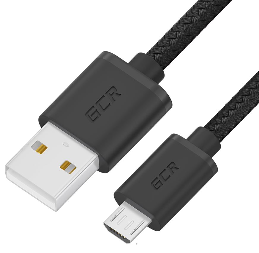 Кабель интерфейсный Greenconnect GCR-54086 1.5m, MicroUSB быстрая зарядка, черный нейлон