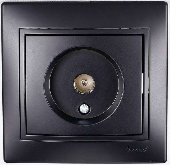 

Розетка телевизионная Lezard 701-4242-129 проходная TV СП Mira, черныйбархат, 701-4242-129