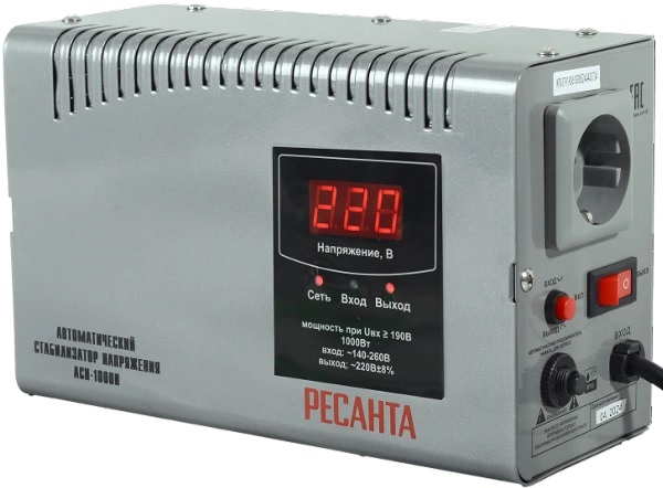 Изображение товара Стабилизатор напряжения Ресанта АСН-1000 Н для дома и офиса, رелейный, 1 кВт
