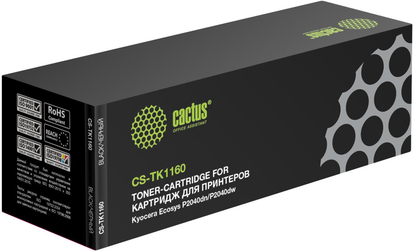 

Картридж черный Cactus CS-TK1160 для Kyocera Ecosys P2040dn/P2040dw (7200стр.), CS-TK1160