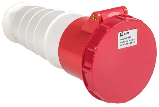 Изображение товара Промышленная наружная розетка EKF ps-235-63-380 IP67 на 63 А красная