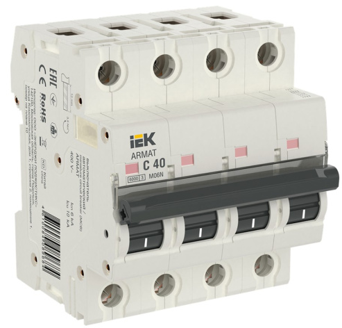 Изображение товара Автоматический выключатель IEK AR-M06N 4-полюсный 40А IP20