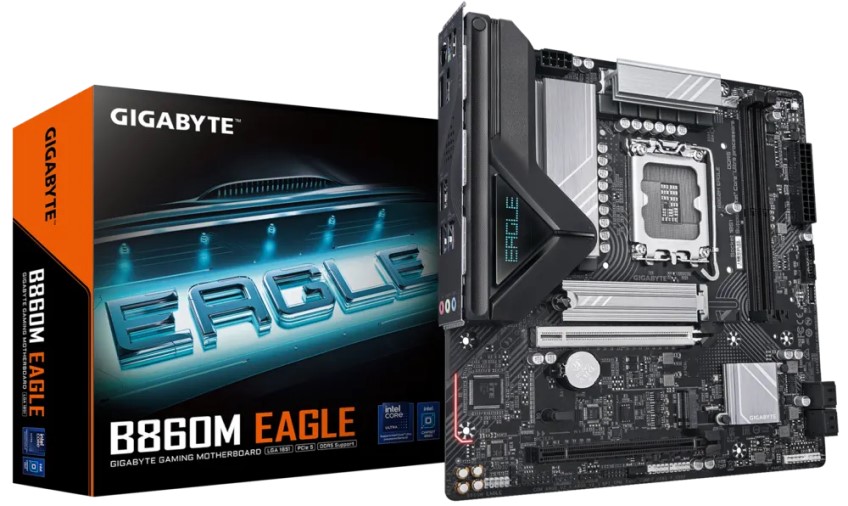 

Материнская плата mATX GIGABYTE B860M EAGLE (LGA1851, B860, 4*DDR5 (9066), 2*PCIe, 2*M.2, 4*SATA 6G RAID, 3*USB 3.2, 3*USB 2.0, HDMI, DP), B860M EAGLE