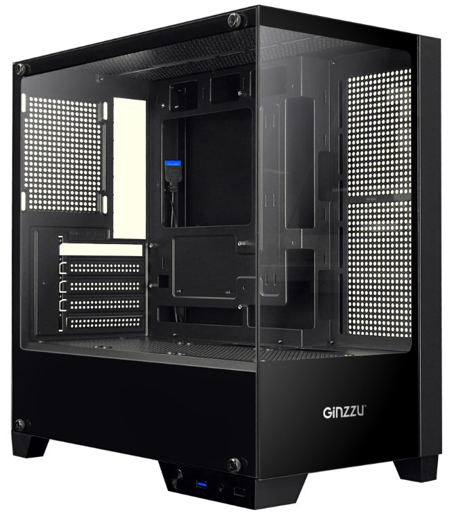 

Корпус mATX Ginzzu CL570 без БП, боковая и фронтальная панель из закалённого стекла, USB 2.0, USB 3.0, CL570