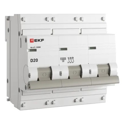 

Автоматический выключатель EKF mcb47100m-3-20D-pro 3P 20А (D) 10kA ВА 47-100M без тепл. расцепит. PROxima, mcb47100m-3-20D-pro