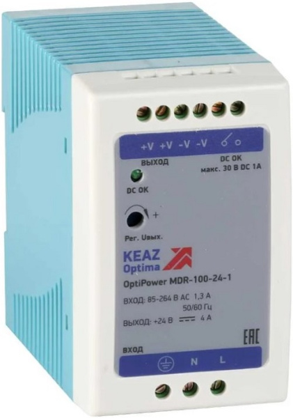 Изображение товара OptiPower MDR 24 В 100 Вт DIN-рейка, стабилит. выход 24 В
