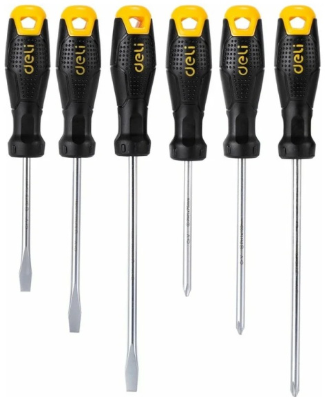 Изображение товара Набор отверток Deli DL620006 универсальный, 6 шт, сталь, пластик
