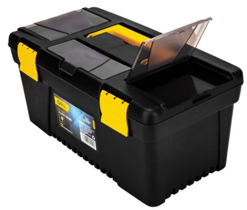 Изображение товара Ящик Deli DL432417 для инструментов черный пластиковый металлический кейс