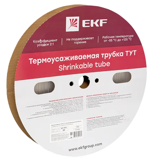 

Термоусаживаемая трубка EKF tut-4-tr ТУТ 4/2 прозрачная рулон, tut-4-tr