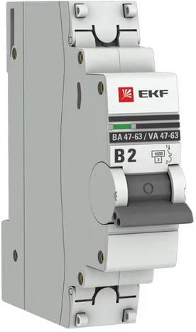 

Автоматический выключатель EKF mcb4763-1-02B-pro 1P 2А (В) 4,5kA ВА 47-63, mcb4763-1-02B-pro