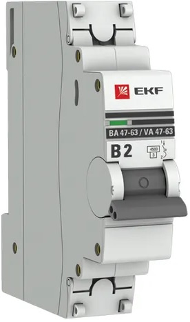 Изображение товара Автоматический выключатель EKF mcb4763-1-02B-pro IP20 2 А 230 В