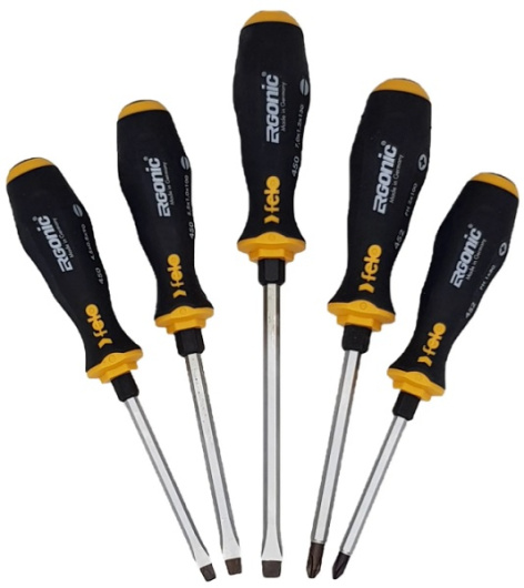 Изображение товара Набор ударных отверток Felo 45095148 с рукояткой ERGONIC и закаленным стержнем