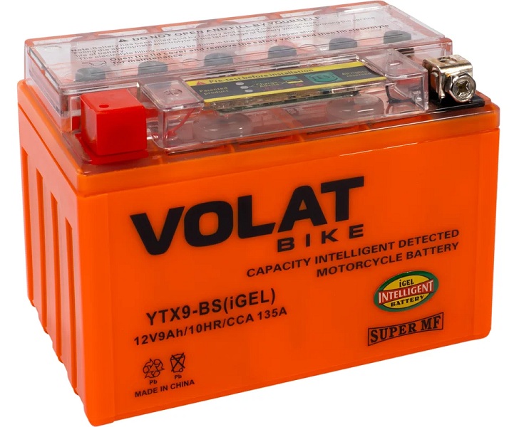 

Батарея VOLAT YTX9-BS(iGEL)Volat (9 Ач, 12 V) Прямая, L+ 150x87x107 (для мототехники), YTX9-BS(iGEL)Volat