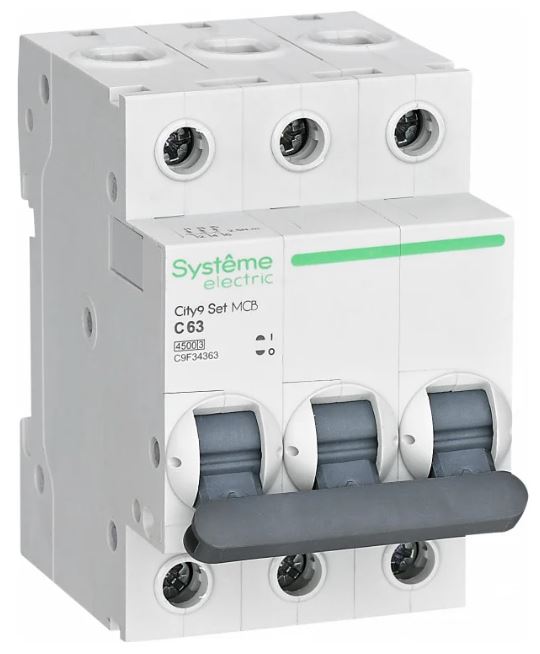 

Автоматический выключатель Systeme Electric C9F34363 City9 Set С 63А 3P 4.5kA 400В, C9F34363