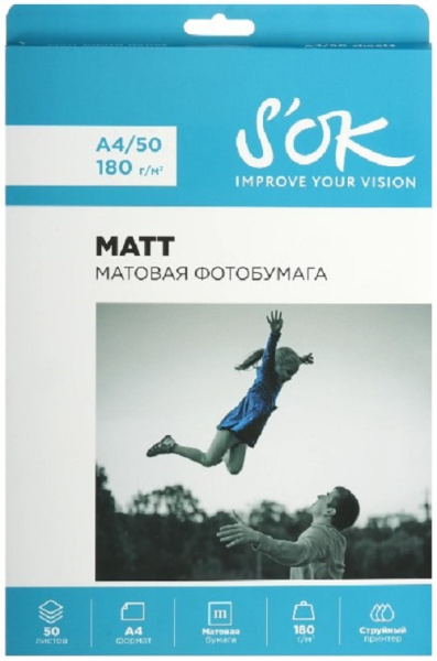 Изображение товара Фотобумага Sakura'OK SA4180050M матовая 180г/м2 А4, 50 листов