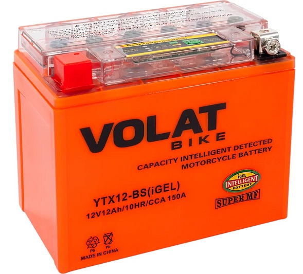

Батарея VOLAT YTX12-BS(iGEL)Volat (12 Ач, 12 V) Прямая, L+ 150x87x130 (для мототехники), YTX12-BS(iGEL)Volat