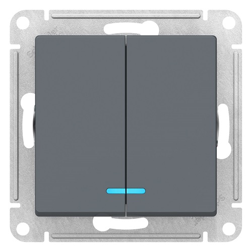 

Выключатель Schneider Electric ATN000753 AtlasDesign, 2-клавишный, с подсветкой, сх.5а, 10АХ, механизм, грифель, ATN000753