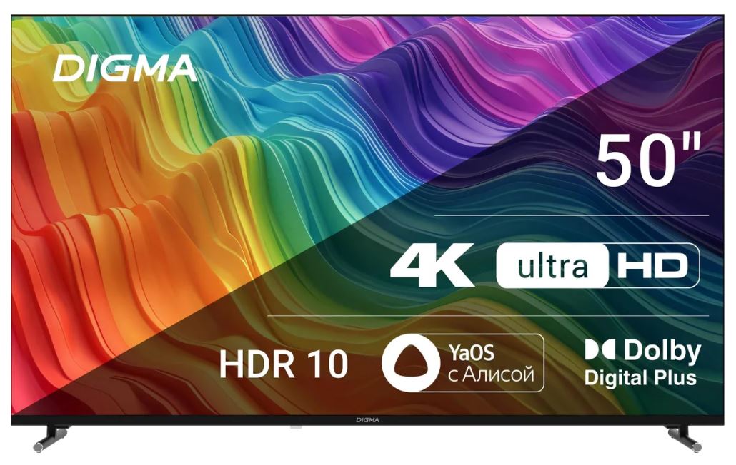 

Телевизор LED Digma DM-LED50UBB33 50" Яндекс.ТВ Frameless Metal черный 4K Ultra HD 60Hz DVB-T DVB-T2 DVB-C DVB-S DVB-S2 USB WiFi Smart TV, DM-LED50UBB33