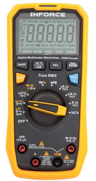 Изображение товара Цифровой мультиметр Inforce 01-05-10 с подсветкой и фиксацией показаний