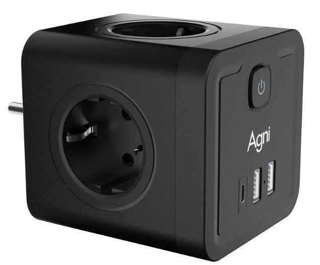 

Разветвитель AGNI TP-WJ3U4E-C-black 4 розетки, 16А, 4000Вт, 220-250В, 2*USB, Type-C, черный, TP-WJ3U4E-C-black
