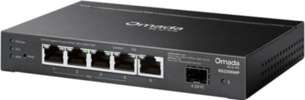 Изображение товара Коммутатор TP-LINK Omada SG2206MP - 6 портов, 4 PoE+, управляемый