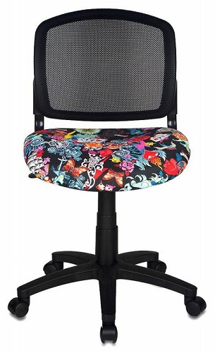 

Кресло Бюрократ CH-296NX черное/черепа, спинка сетка, CH-296NX