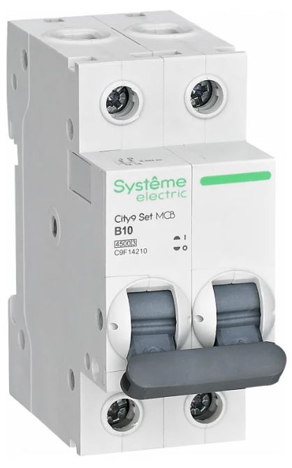 

Автоматический выключатель Systeme Electric C9F14210 City9 Set B 10А 2P 4.5kA 230В, C9F14210