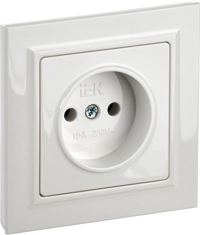 

Розетка без заземления IEK BR-R10-10-K91-F BRITE без защитных шторок 10А в сборе РСР10-1-0-БрАБ арктический белый, BR-R10-10-K91-F