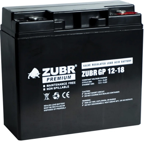 Изображение товара Аккумулятор ZUBR GP12-18NPP 12V 18Ah для ИБП и лектроприборов