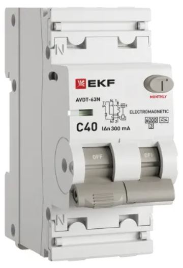 

Автомат дифференциальный EKF D63N26MA40C300 АВДТ-63N 1P+N 40А (C) 300мА (A) эл-мех 6кА PROXIMA, D63N26MA40C300