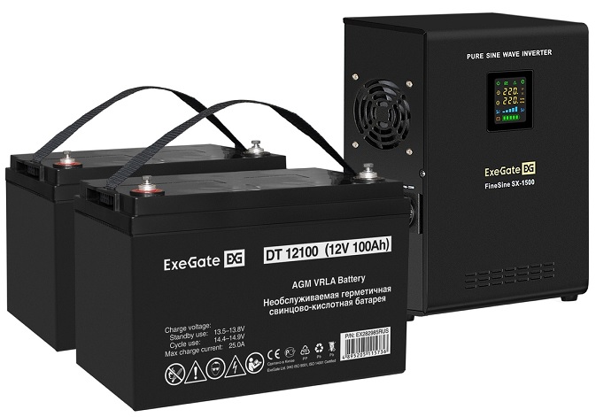 

Комплект Exegate FineSine SX-1500.LCD.AVR.2SH EX296577RUS ИБП EX295998RUS + батарея 100Aч EX282985RUS 2шт (инвертор, синус, для котла, настенный) 1500, FineSine SX-1500.LCD.AVR.2SH