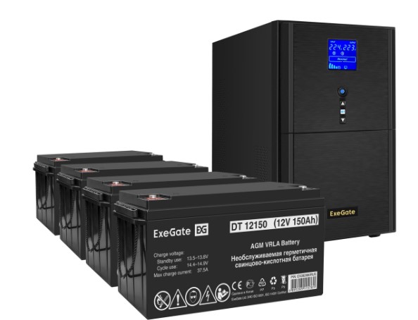 

Комплект Exegate SineTower SZ-3000.LCD.AVR.3SH.1C13.RJ.USB EX296878RUS ИБП EX295990RUS + батарея 150Aч EX282990RUS 4шт (инвертор, синус, для котла) 30, SineTower SZ-3000.LCD.AVR.3SH.1C13.RJ.USB