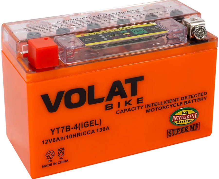 

Батарея VOLAT YT7B-4(iGEL)Volat (8 Ач, 12 V) Прямая, L+ 150x65x94 (для мототехники), YT7B-4(iGEL)Volat