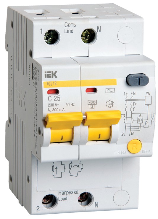 

Автомат дифференциальный IEK MAD10-2-025-C-300 АД12 2Р 25А 300мА, MAD10-2-025-C-300