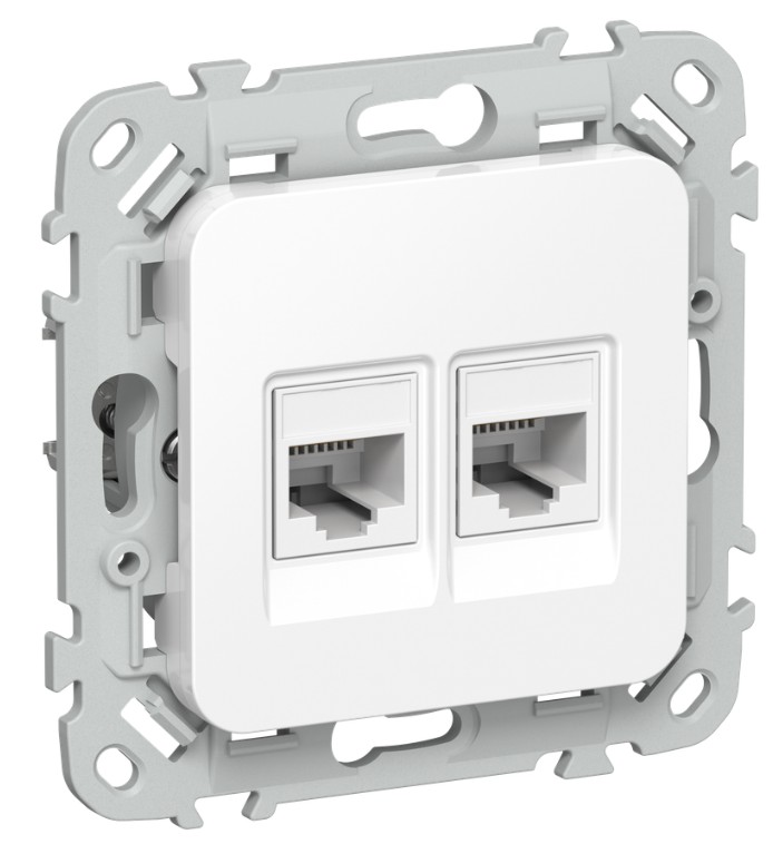 

Розетка компьютерная IEK FI-K22-2-K01 FLITE 2-местная RJ45 категория 6 UTP РК6-2-0-ФлБ белый, FI-K22-2-K01