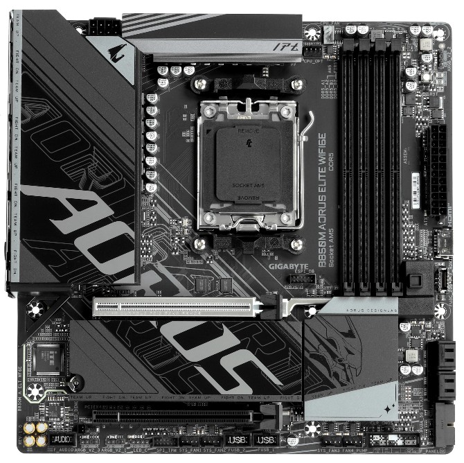 

Материнская плата mATX GIGABYTE B850M AORUS ELITE WIFI6E (AM5, AMD B850, 4*DDR5, 4*SATA, 2*PCIe, 2*M.2, WiFi, BT, 4*USB 2.0, 7*USB 3.2, USB Type-C, DP, B850M AORUS ELITE WIFI6E