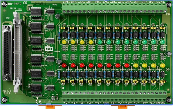 Изображение товара Плата ввода ICP DAS DB-24PD/DIN CR с 24 каналами и защитой для промышленной автоматизации