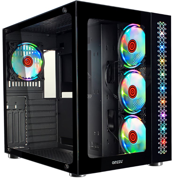 

Корпус ATX Ginzzu V530 без БП, боковая и фронтальная панель из закалённого стекла, 2*USB 2.0, USB 3.0, V530