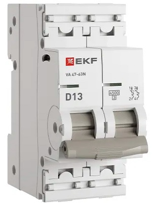Изображение товара Автоматический выключатель EKF M634213D серия ВА 47-63N PROxima 13А 230В IP20