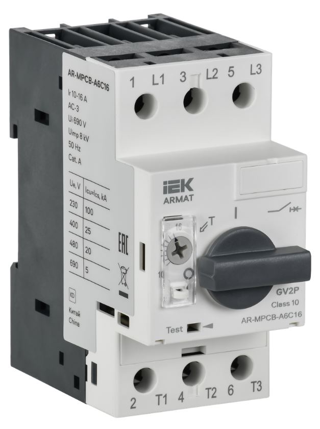 

Автоматический выключатель для защиты двигателя IEK AR-MPCB-A6C16 ARMAT A6 GV2P 10-16А, AR-MPCB-A6C16